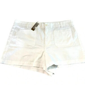 J. Crew New Patch-Pocket Chino Short Women's White Cotton Button Front Sz 14 NWT